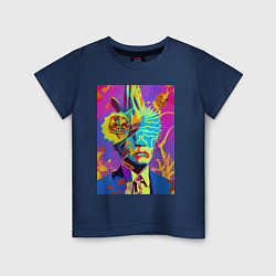 Футболка хлопковая детская Andy Warhol - neural network - pop art, цвет: тёмно-синий