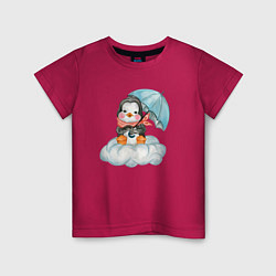 Детская футболка Пингвин на облаке с зонтом