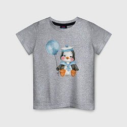 Детская футболка Пингвин с синим шариком