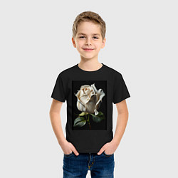 Футболка хлопковая детская Белая роза, цвет: черный — фото 2