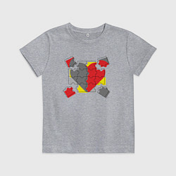 Футболка хлопковая детская Головоломка пазл - сердце, цвет: меланж