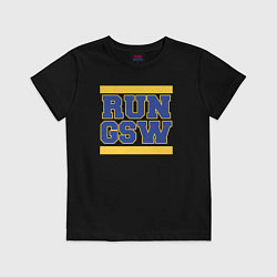 Футболка хлопковая детская RUN GSW, цвет: черный