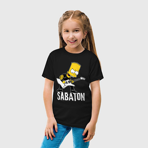 Детская футболка Sabaton Барт Симпсон рокер / Черный – фото 4