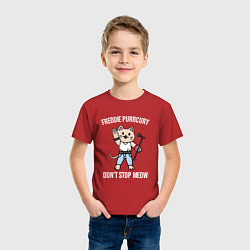 Футболка хлопковая детская Dont stop meow, цвет: красный — фото 2