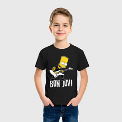 Футболка хлопковая детская Bon Jovi Барт Симпсон рокер, цвет: черный — фото 2