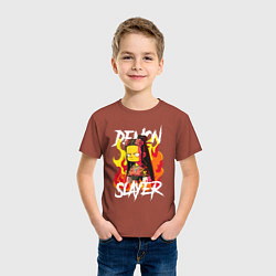 Футболка хлопковая детская Недзуко Камадо Симпсон, цвет: кирпичный — фото 2