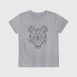 Футболка хлопковая детская Черная полигональная голова медведя, цвет: меланж