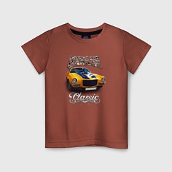Футболка хлопковая детская Американский маслкар Chevrolet Camaro, цвет: кирпичный