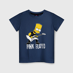 Футболка хлопковая детская Pink Floyd Барт Симпсон рокер, цвет: тёмно-синий