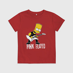 Футболка хлопковая детская Pink Floyd Барт Симпсон рокер, цвет: красный
