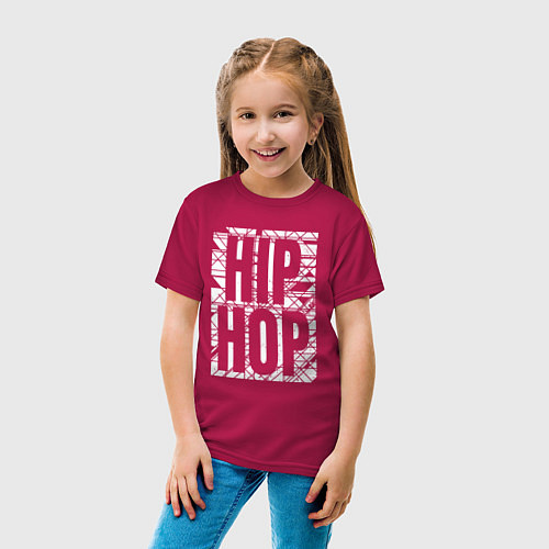 Детская футболка Hip hop большая поцарапанная надпись / Маджента – фото 4