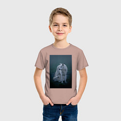 Футболка хлопковая детская Арктические волки, цвет: пыльно-розовый — фото 2