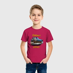 Футболка хлопковая детская Ретро автомобиль Buick Roadmaster, цвет: маджента — фото 2