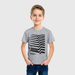 Футболка хлопковая детская Minimal надпись и полосы, цвет: меланж — фото 2