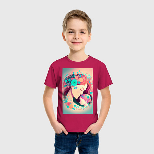 Детская футболка Девушка с ребенком / Маджента – фото 3