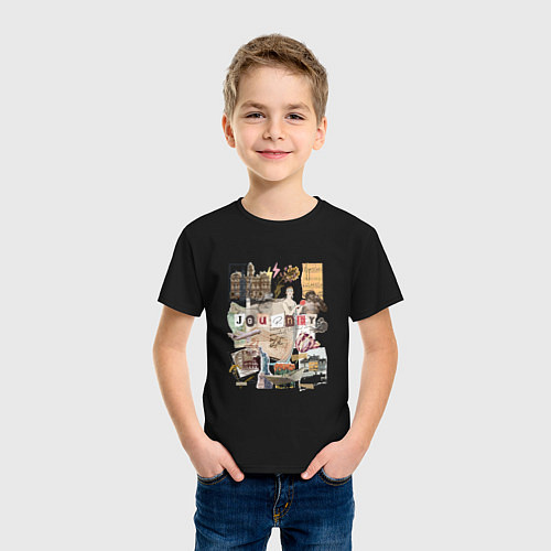 Детская футболка Путешествие в стиле скрапбукинг / Черный – фото 3