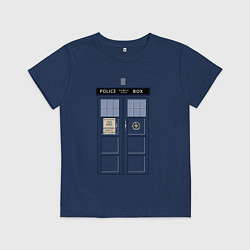 Футболка хлопковая детская Дверь Тардис, цвет: тёмно-синий