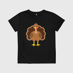 Футболка хлопковая детская Turkey bird, цвет: черный