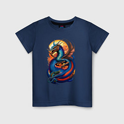 Футболка хлопковая детская Japanese dragon - irezumi, цвет: тёмно-синий