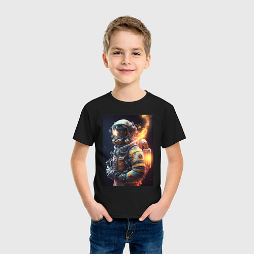 Детская футболка Астронавт покоряющий просторы вселенной / Черный – фото 3