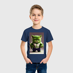 Футболка хлопковая детская Злой котик, цвет: тёмно-синий — фото 2