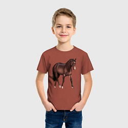 Футболка хлопковая детская Австралийская пастушья лошадь, цвет: кирпичный — фото 2