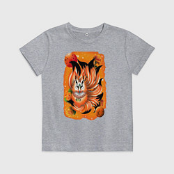 Футболка хлопковая детская Девятихвостый злой волк, цвет: меланж