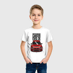 Футболка хлопковая детская Mitsubishi Lancer Evo IX, цвет: белый — фото 2