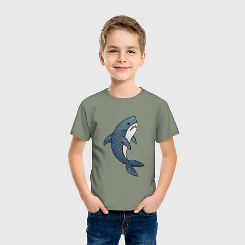 Детская футболка Недовольная плюшевая акула / Авокадо – фото 3