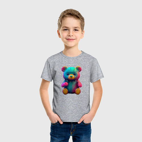 Детская футболка Неоновый мишка / Меланж – фото 3