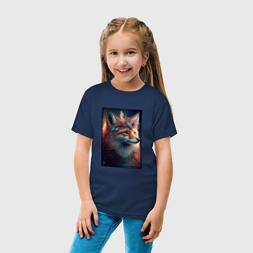 Детская футболка Лисичка с украшениями / Тёмно-синий – фото 4