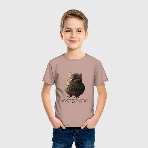 Детская футболка Мем - каламбур котобушек / Пыльно-розовый – фото 3