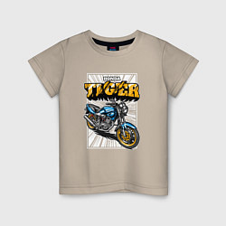 Футболка хлопковая детская Мотоцикл Honda Tiger, цвет: миндальный