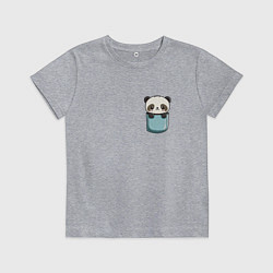 Футболка хлопковая детская Панда в кармашке, цвет: меланж