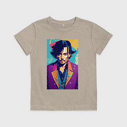 Футболка хлопковая детская Johnny Depp - celebrity, цвет: миндальный