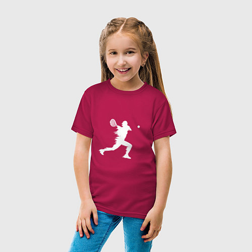 Детская футболка Силуэт теннисистки / Маджента – фото 4
