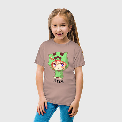 Детская футболка Леся - Майнкрафт / Пыльно-розовый – фото 4