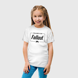 Футболка хлопковая детская Fallout gaming champion: рамка с лого и джойстиком, цвет: белый — фото 2