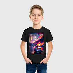 Футболка хлопковая детская Черный лебедь с красными глазами, цвет: черный — фото 2
