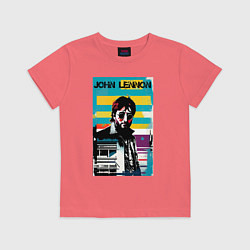 Футболка хлопковая детская John Lennon - street art - legend, цвет: коралловый
