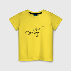 Футболка хлопковая детская Джон Леннон - автограф, цвет: желтый
