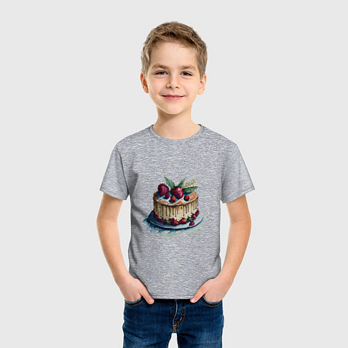 Детская футболка Акварельный торт / Меланж – фото 3