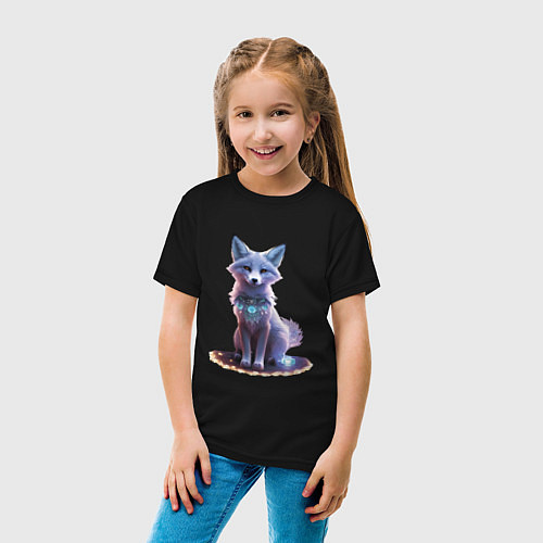 Детская футболка Полярная лиса с украшениями / Черный – фото 4