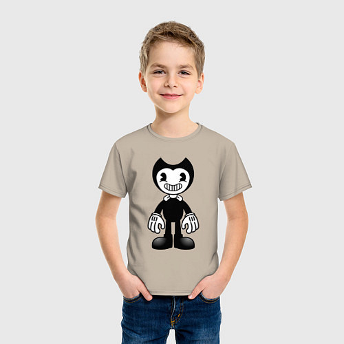 Детская футболка Бенди чёрно-белая / Миндальный – фото 3