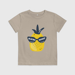 Футболка хлопковая детская Солнечный ананас, цвет: миндальный