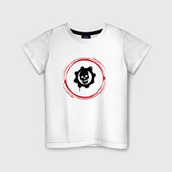 Детская футболка Символ Gears of War и красная краска вокруг
