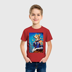 Футболка хлопковая детская The dog is a brave cosmonaut, цвет: красный — фото 2