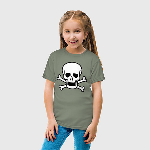 Детская футболка Классическая черепушка / Авокадо – фото 4