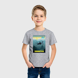 Футболка хлопковая детская Subnautica инопланетный океан, цвет: меланж — фото 2