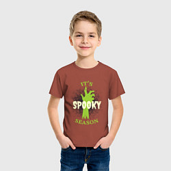 Футболка хлопковая детская Its spooky season, цвет: кирпичный — фото 2